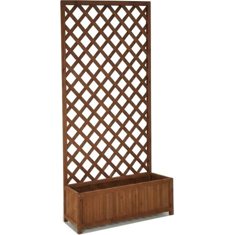 Fioriera in Legno con Grigliato ALTA CM 180 VASO L90xP30 per Piante Rampicanti e Fiori Separè per Ambienti Esterno Interno balconi terrazze Spalliera Traliccio steccato in Legno Naturale di cipresso (1/5)