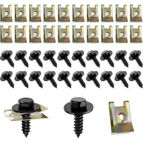Kit de Clips à Vis et Écrous 20 Pcs - Fixation de Garde-boue de Type U - Protection Anti-éclaboussures pour Voiture - Résistant à l'Usure et Durable (1/5)