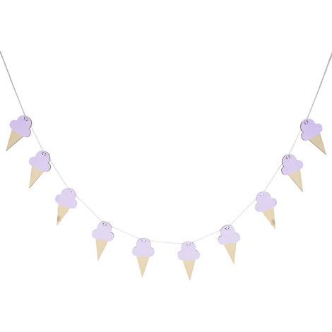 Lot de 10 Guirlandes en Bois À Suspendre en Forme De Cône De Glace pour Appartement, Dortoir, Salon, Chambre d'enfant, Décoration De Fête Artistique (Violet) (1/3)