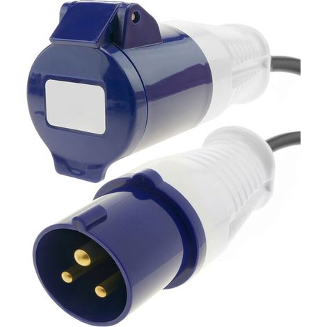 Adaptateur CEE plug mâle vers femelle 2P+T 16A 230V IP44 IEC-60309 cable 1m (1/5)