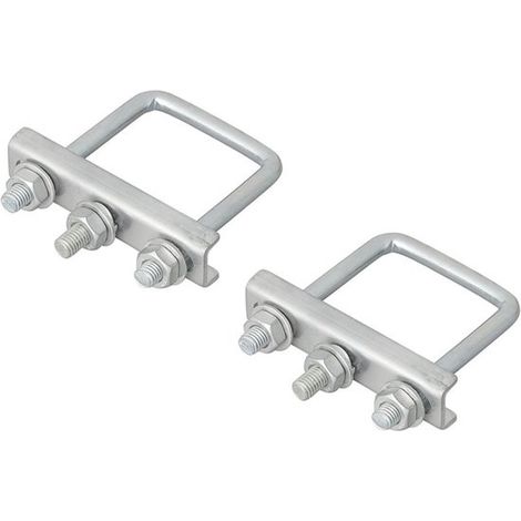Support en U pour bride de roue jockey - carré 60 mm - lot de 2 - galvanisé à chaud - argent (1/5)