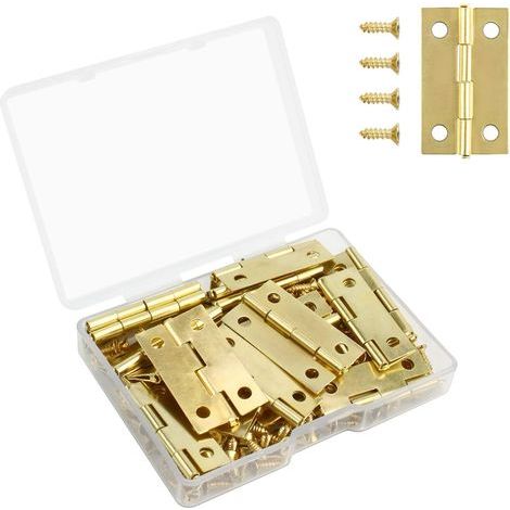 Mini Charnière Plate Petite Charnières Miniatures 17X29 mm 30 pièces Doré avec 150 Vis Charniere Porte Inox pour Boîte à Bijoux Tiroir Armoire Meubles (1/3)