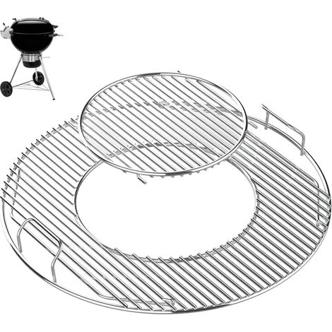 Grille de Cuisson Grill rond pliable Grill 54 virgule 5 cm pour 57 cm Barbecue à Charbon de Bois INOX Double Ouverture Grille (1/5)