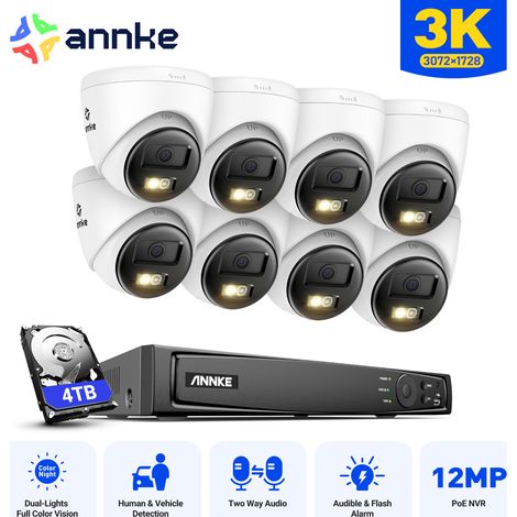 ANNKE 5MP Kit de Vidéosurveillance Exterieure 8CH NVR 8×Caméras Intelligente Double Lumière Vision Nocturne,Audio 2 Voies,Détection Mouvement,APP/PC à Distance Système de Sécurité Caméra 4TB (1/5)