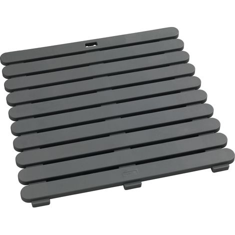 Wenko – Caillebotis de douche antidérapant 55 x 55 cm – Plastique gris résistant – Pour intérieur et extérieur – Salle de bain, sauna, piscine