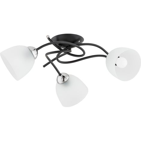 Plafonnier noir/chrome verre blanc 3xE27 VERWIL Alfa (1/3)