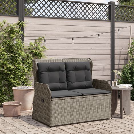 Maison Exclusive - Gartenbank Grau Poly-Rattan (1/5)