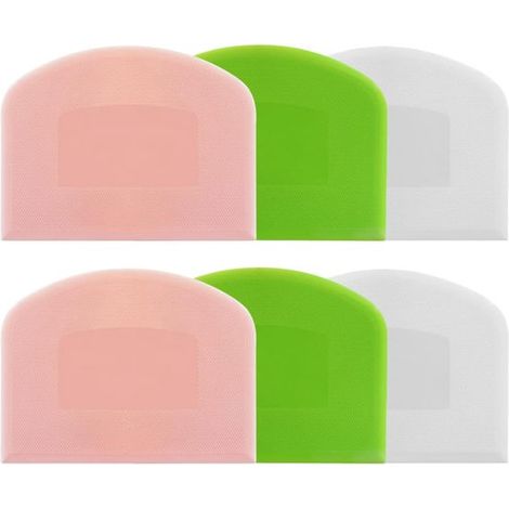 Lot de 6 coupe-pâte et racloirs – 12x9 cm – Plastique sans BPA – Antidérapants – Spatules de cuisine – Pâtisserie et pizza (1/5)