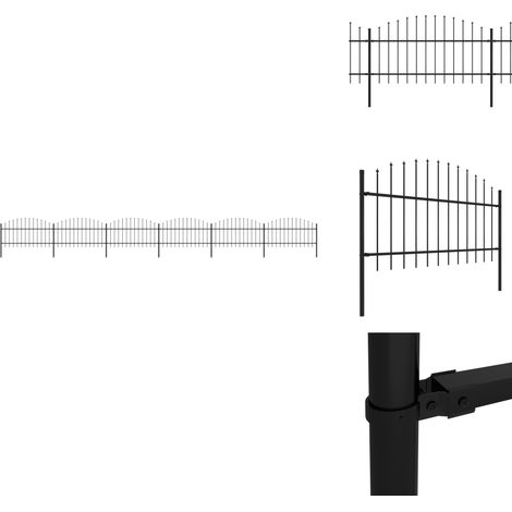 Gartenzaun mit Speerspitzen Stahl (1 - 1,25) x 10,2 m Schwarz - Gartenzaun - Stahltzaun - Metallzaun - Sicherheitszaun - Privacy Screen (1/5)
