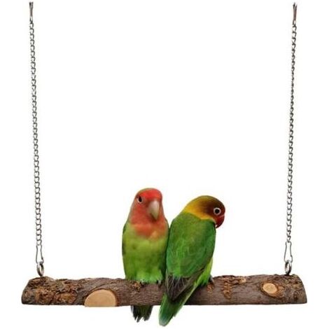 Perroquet en Bois Naturel, Jouet Perroquets Perchoir, Jouet De Cage De Perroquet Suspendu, Balançoire en Bois pour Oiseau, pour Cages à Oiseaux, Accessoires pour Perruches, Perruches, Canaris (1/5)
