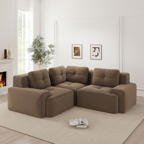 Rahmenloses Sofa für das Wohnzimmer, Bürosofa, modulares Kombinationssofa, bequemes, gepolstertes Tiefsitzsofa aus Cordstoff, keine Montage erforderlich, rutschfestes Design.braun
WL