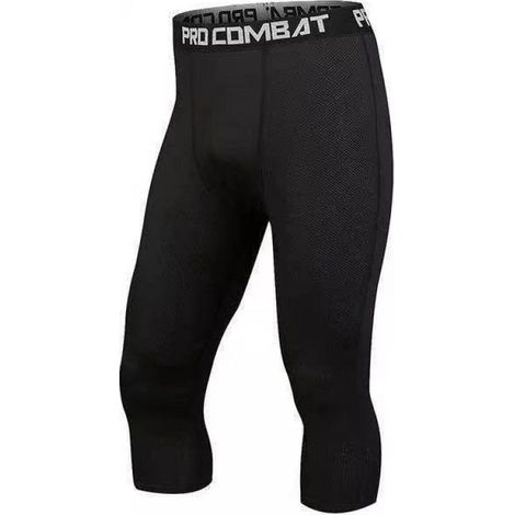 1 pièce Leggings de compression pour hommes, taille haute, tissu soie de lait, respirant et absorbant la transpiration, pour course, fitness, basketball (1/5)