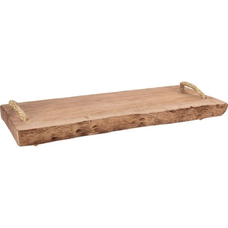 Massivholz Servierplatte 50x20 cm mit 2 Tragegriffen - Holz Servierbrett Serviertablett