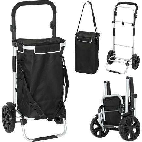 Carrito de compra plegable 3 en 1, 40 l, capacidad de 25 kg, color negro (1/5)