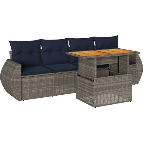 Maison Exclusive - 5-tlg. Garten-Sofagarnitur mit Kissen Grau Pol