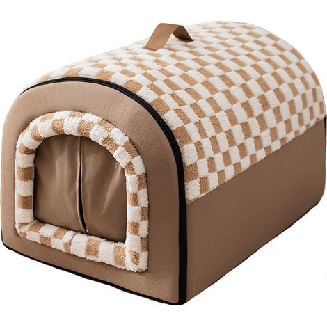 Niche pour Chien Fermée et Chaude,XXL:750x50x50cm,Maison Arrondie Sécurisante Automne/Hiver, Panier Chien & Chat Déhoussable,Brun