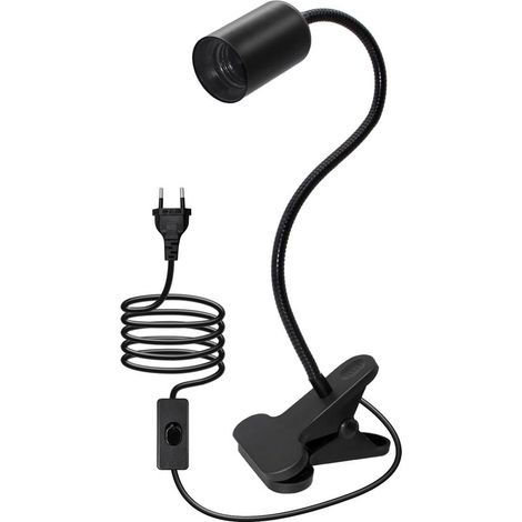 Lampe à Pince E27, 240CM Cable, 10MM Grossier 360°Flexible Col de Cygne, Douille E27, Lampes de Chevet, Lampes-Clips pour Bureau [Classe énergétique F] (1/5)
