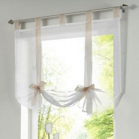 - 1 pièce Romain Rideau Adorable Nœud Assis Chambre Style en Voile brodé fenêtre - Beige - 140cmx140cm-Ensoleillé