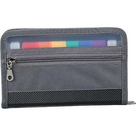 Trieur à compartiments pour A5, organiseur de fichiers avec fermeture éclair, trieur avec 13 compartiments, porte-documents pour chèques, factures, reçus, billets (28 x 16 cm) (1/5)