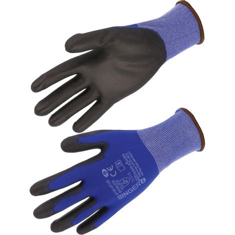 Gant de protection Enduit PU Support polyamide Jauge 18 - SINGER - NYM18PUB T9