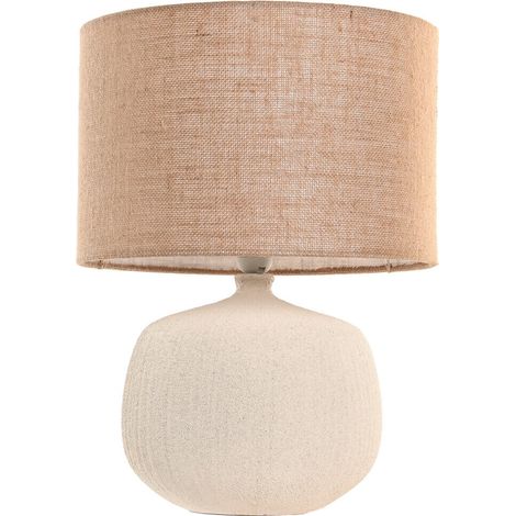 Lampara Sobremesa Gres Yute 38X38X51 Natural Crema (1/4)