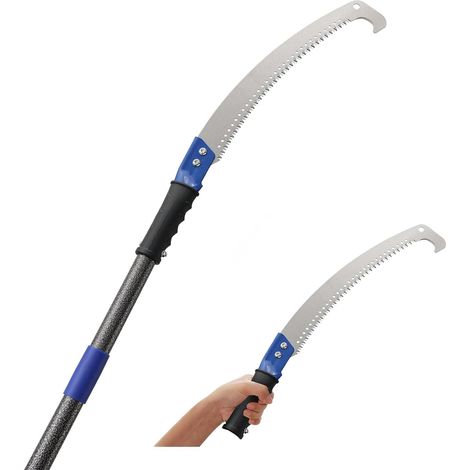 Scie à élaguer bleue, coupe-branches à longue portée avec lame de rasoir de 3,05 m, sans échelle, tailleur de branches en acier inoxydable antirouille pour palmiers, jardin, foresterie, pelouse (1/5)