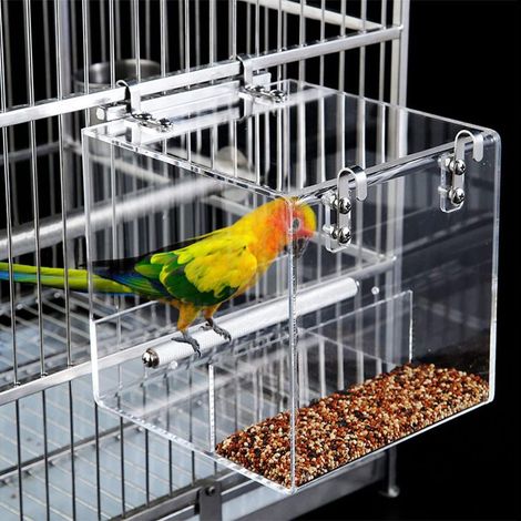 Automatischer Vogelfutterspender aus Acryl für Vogelkäfige, auslaufsicher, für Wellensittiche, Kakadus, Loris und Finken, 16,3 cm (6,4 Zoll) großer Futterspender