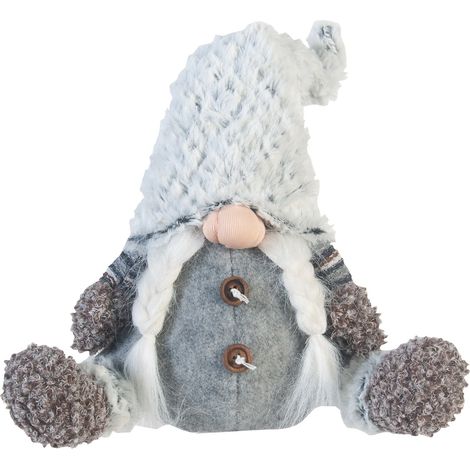 Rebecca Mobili Gnome Décoratif Nain Suédois Gris Tissu Idée Cadeau 35x16x24
