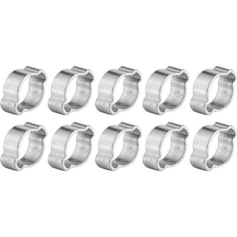 Collier de serrage galvanisé à deux oreilles (10 pièces) - 5–23 mm, pour conduites de carburant (9–11 mm) (1/2)
