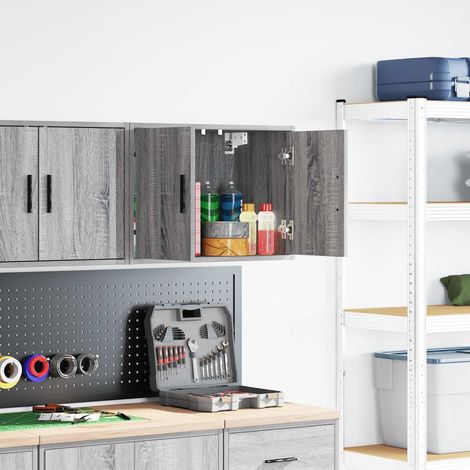 Armario de pared para garaje madera de ingeniería gris sonoma vidaXL