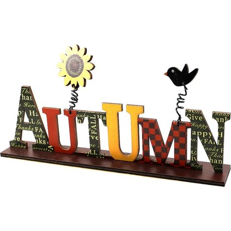 Panneau Décoratif Automnal - Panneau En Bois Pour Table De Fête D'Automne Et Récolte - 25 cm x 12,5 cm x 4 cm - 1 Pièce (1/5)