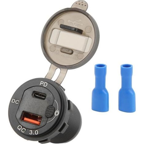 Hililand adaptateur de charge rapide de voiture Adaptateur chargeur de voiture USB QCPD Charge rapide 12‑24V Affichage de tension (1/4)