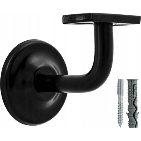 Support de rampe - Noir - Métal laqué - Idéal pour rampes d’escalier - Installation facile et esthétique