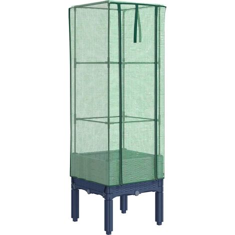 Maison Exclusive - Hochbeet mit Gewächshaus-Aufsatz Rattan-Optik