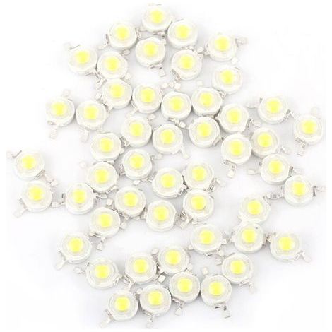 Ampoules LED SMD 1 W – Lot de 50 pièces pour projecteurs domestiques, puissance élevée, lumière blanche froide (1/4)