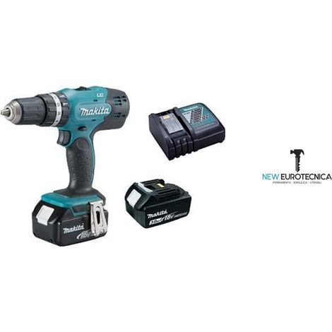 Trapano avvitatore a percussione a batteria dhp453rfe makita - volt 18x2 ah 3,0