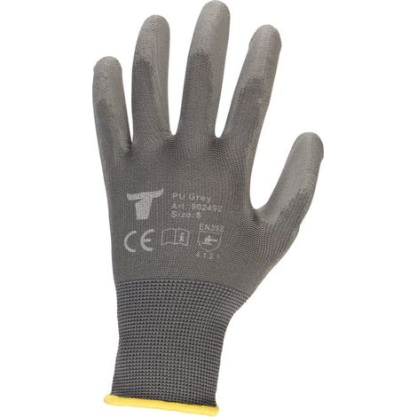 Gants de montage polyester STIER avec revêtement PU, gris, taille 9 12 pièces (1/4)