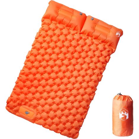 Doppel-Isomatte mit Kissen Selbstaufblasend Orange