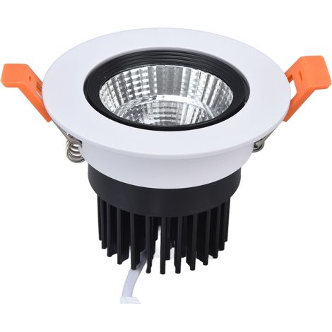 Lampe encastrable LED 7W COB, spot plafonnier luminaire intérieur (lumière chaude 3000K) (100-264V) (diamètre découpe 75mm) (1/5)