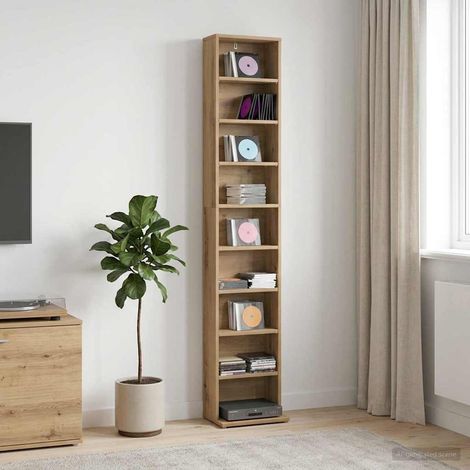 vidaXL CD Cabinet Artisan Oak 33 x 23.5 x 175 cm Engineered Wood (1/5)