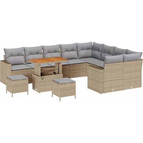 Maison Exclusive - Set Divano da Giardino 12 pcs Beige polyrattan