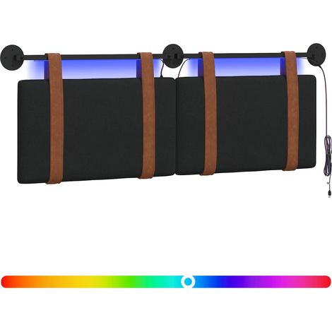 Hanging Headboard with LED Light Black Antique PU vidaXL