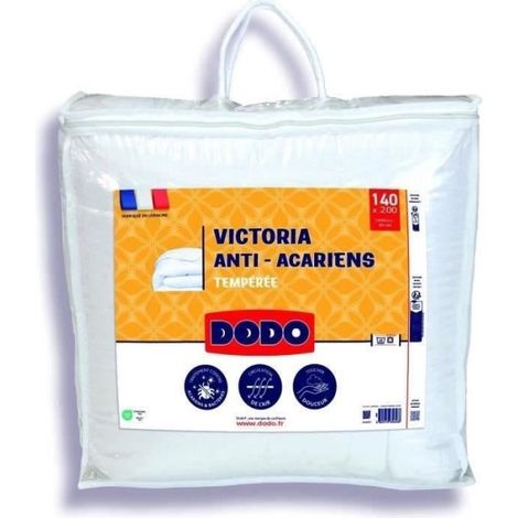 Dodo – Couette Victoria 140 x 200 cm blanche – Garnissage polyester 300 g/m² – Anti-acariens et antibactérien – Lavable en machine