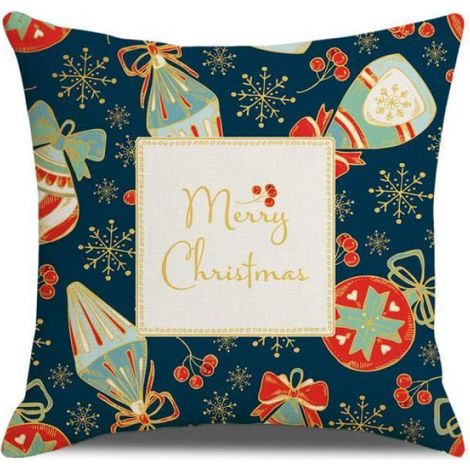 Taie d'oreiller - - Noël - Coton et lin - 45x45 cm - 4 pièces (1/4)