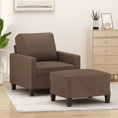 Sessel mit Hocker Braun 60 cm Stoff (1/5)