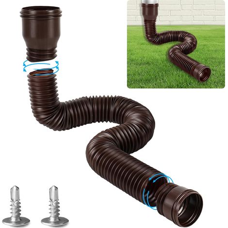 Gutter Evacuation Downpipe Flexible Extension Set, Round Flexible Downpipe Extensions for Gutter 80/100mm, Expandable Gutter Extension 47 (1/5)