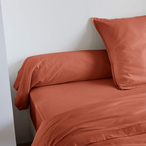 Taie de traversin coton lavé - SOMEO Terracotta 90 cm - CELESTE