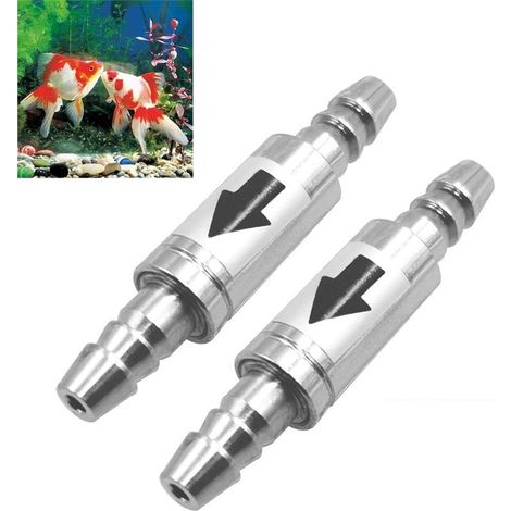 One-way stainless steel check valve to prevent backflow of CO2 hoses, 4 mm hoses, regulators and diffusers in aquarium systems (1/5)