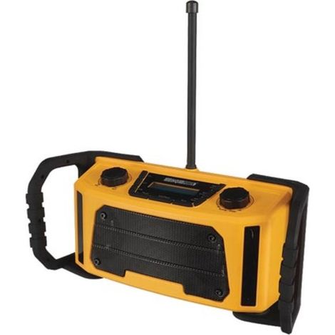 Radio de chantier DAB/DAB+/FM – Résistante aux chocs et à la poussière – 2 haut-parleurs 2.5W – Alimentation secteur ou piles – Hq Power