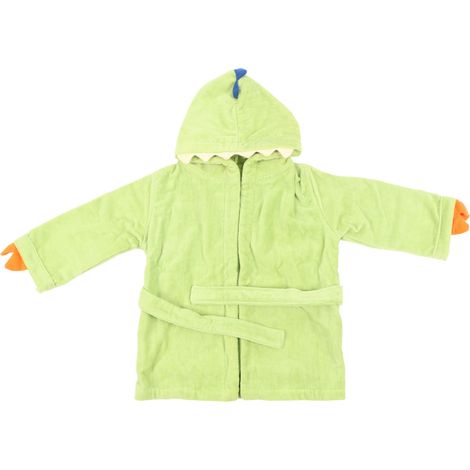 Peignoir enfant coton pur dinosaure jaune vert taille S maison détente nuit robe de chambre (1/5)